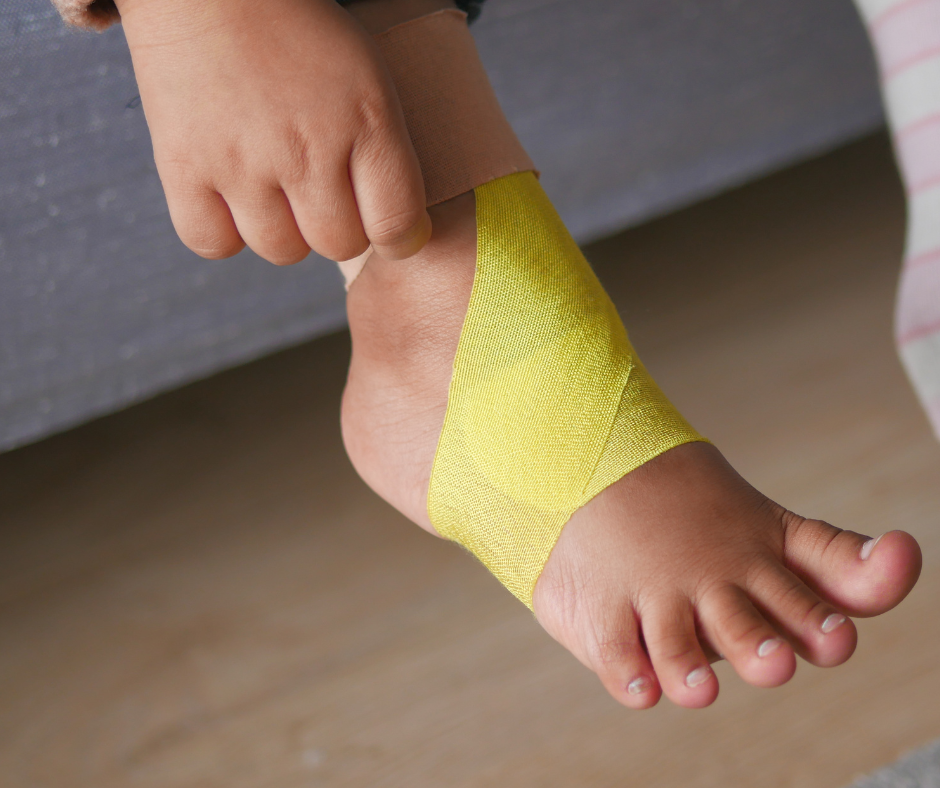 Childs foot with bandages